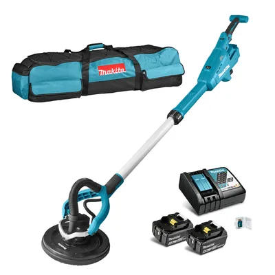 Акумулаторен шлайф / жираф за стени и тавани Makita с 2 батерии и зарядно, 18 V, 5 Ah, ф 225 мм, 1000-1800 об./мин, DSL801RTEU