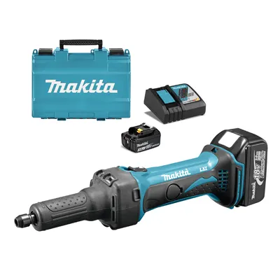 Акумулаторен прав шлайф Makita с 2 батерии и зарядно, 18 V, 3 Ah, 0-26 000 об./мин, DGD800RFE