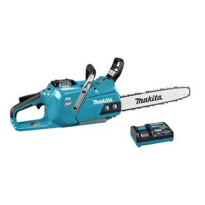 Акумулаторна резачка за дърва Makita с 1 батерия и зарядно, 40 V, 5 Ah, 35 см, 0.325 ", 1.1 мм, 59 звена, UC011GT101