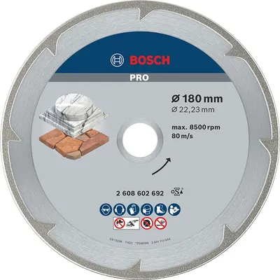 Диск диамантен за мокро рязане Bosch мрамор и мек камък 180 мм, 22.23 мм, 2.2 мм, PRO Marble