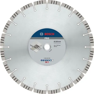 Диск диамантен за мокро рязане Bosch на бетон и армиран бетон 350 мм, 20/25.4 мм, 3.2 мм, PRO Concrete