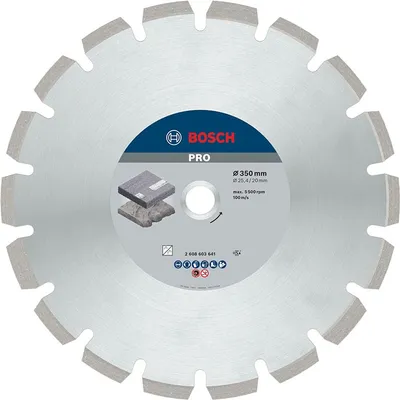 Диск диамантен за сухо и мокро рязане Bosch на асфалт 350 мм, 20/25.4 мм, 3.2 мм, PRO Asphalt