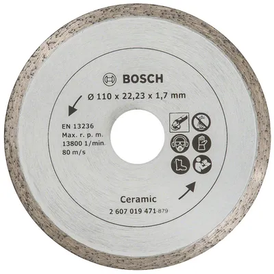 Диск диамантен за сухо рязане Bosch на керамика, теракот и фаянс 110 мм, 22.23 мм, 1.7 мм, Ceramic