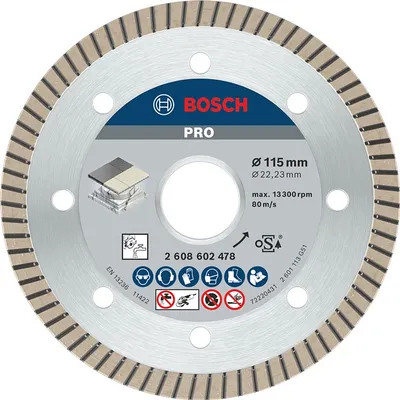 Диск диамантен за сухо рязане Bosch на керамика, теракот и фаянс  115 мм, 22.23 мм, 1.4 мм, PRO Ceramic