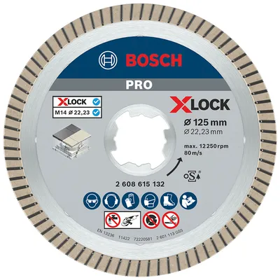 Диск диамантен за сухо рязане Bosch на керамика, теракот и фаянс  125 мм, 22.23 мм, 1.4 мм, PRO Ceramic X-Lock