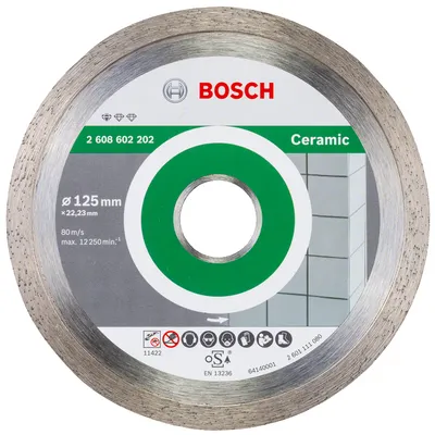 Диск диамантен за сухо рязане Bosch на керамика, теракот и фаянс  125 мм, 22.23 мм, 1.6 мм, Standard for Ceramic