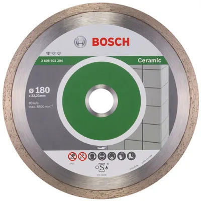 Диск диамантен за сухо рязане Bosch на керамика, теракот и фаянс 180 мм, 22.23 мм, 1.6 мм, Standard for Ceramic