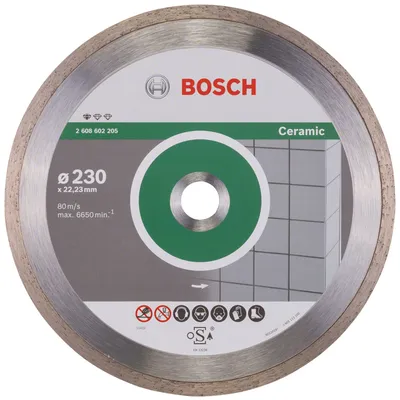 Диск диамантен за сухо рязане Bosch на керамика, теракот и фаянс 230 мм, 22.23 мм, 1.6 мм, Standard for Ceramic
