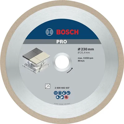 Диск диамантен за сухо рязане Bosch на керамика, теракот и фаянс 230 мм, 25.4 мм, 2.4 мм, PRO Ceramic
