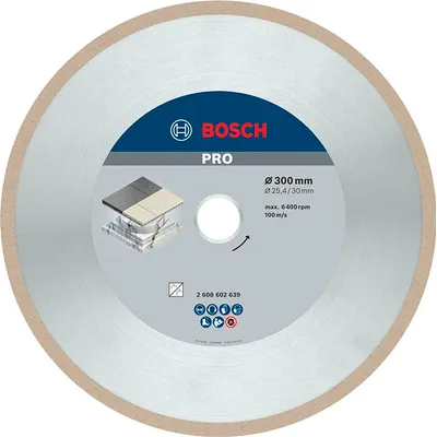 Диск диамантен за сухо рязане Bosch на керамика, теракот и фаянс 300 мм, 25.4 мм, 2.4 мм, PRO Ceramic