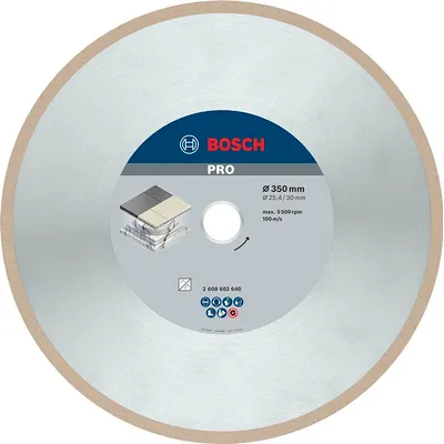 Диск диамантен за сухо рязане Bosch на керамика, теракот и фаянс 350 мм, 25.4 мм, 3 мм, PRO Ceramic