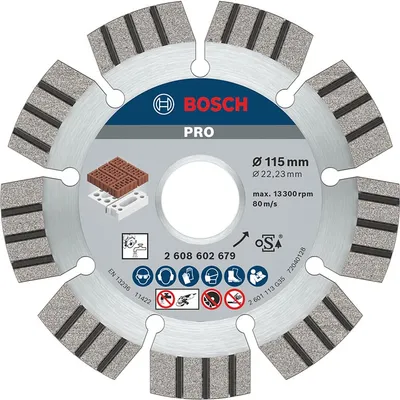 Диск диамантен за сухо рязане Bosch на тухли  115 мм, 22.23 мм, 2.2 мм, PRO Abrasive
