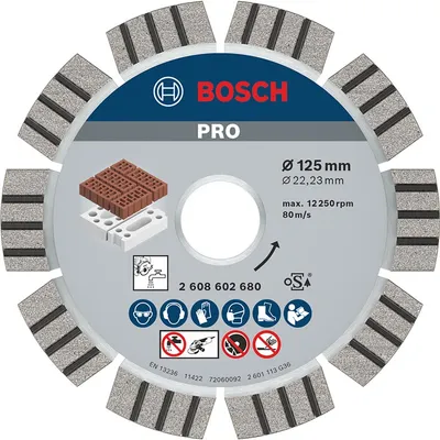Диск диамантен за сухо рязане Bosch на тухли  125 мм, 22.23 мм, 2.2 мм, PRO Abrasive