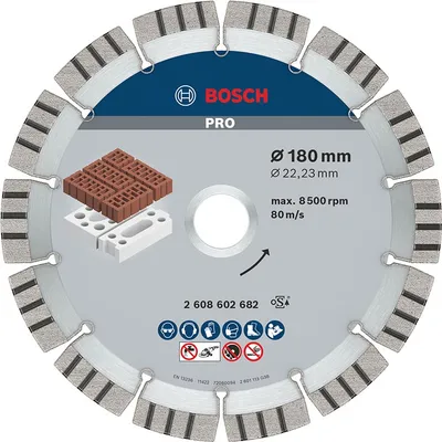 Диск диамантен за сухо рязане Bosch на тухли 180 мм, 22.23 мм, 2.4 мм, PRO Abrasive