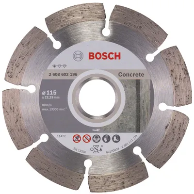 Диск диамантен за сухо рязане Bosch на тухли, бетон и керемиди  115 мм, 22.23 мм, 1.6 мм, Standard for Concrete