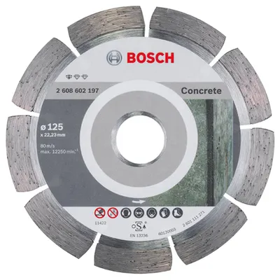 Диск диамантен за сухо рязане Bosch на тухли, бетон и керемиди  125 мм, 22.23 мм, 1.6 мм, Standard for Concrete