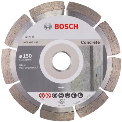 Диск диамантен за сухо рязане Bosch на тухли, бетон и керемиди  150 мм, 22.23 мм, 2 мм, Standard for Concrete