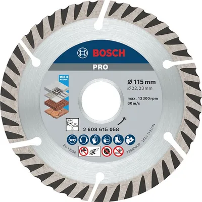 Диск диамантен за сухо рязане Bosch универсален 115 мм, 22.23 мм, 2 мм, PRO Multi Material