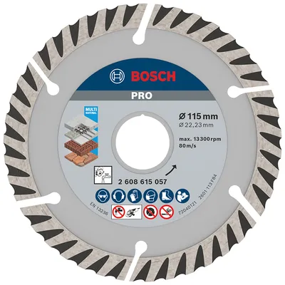Диск диамантен за сухо рязане Bosch универсален  115 мм, 22.23 мм, 2 мм, PRO Multi Material