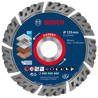 Диск диамантен за сухо рязане Bosch универсален 125 мм, 22.23 мм, 2.2 мм, Expert Multi Material