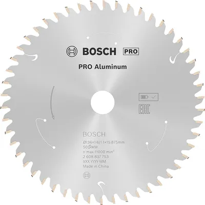 Диск карбиден за рязане Bosch на алуминий 136 мм, 15.88 мм, 1.1 мм, 50 z, PRO Aluminium cordless