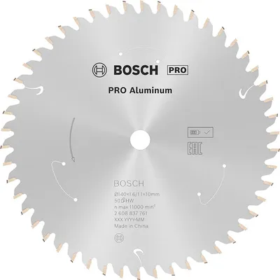 Диск карбиден за рязане Bosch на алуминий 140 мм, 10 мм, 1.1 мм, 50 z, PRO Aluminium cordless