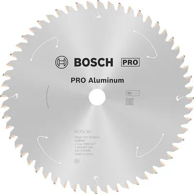 Диск карбиден за рязане Bosch на алуминий 184 мм, 16 мм, 1.5 мм, 56 z, PRO Aluminium cordless