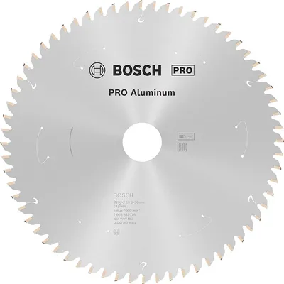 Диск карбиден за рязане Bosch на алуминий 216 мм, 30 мм, 1.6 мм, 64 z, PRO Aluminium cordless