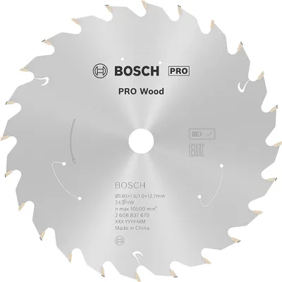 Диск карбиден за рязане Bosch на дърво 140 мм, 12.7 мм, 1 мм, 24 z, PRO Wood cordless