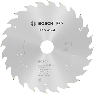 Диск карбиден за рязане Bosch на дърво 140 мм, 20 мм, 1 мм, 24 z, PRO Wood cordless