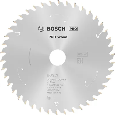 Диск карбиден за рязане Bosch на дърво 140 мм, 20 мм, 1 мм, 42 z, PRO Wood cordless