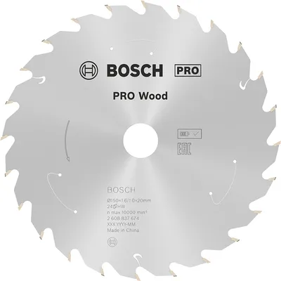 Диск карбиден за рязане Bosch на дърво 150 мм, 20 мм, 1 мм, 24 z, PRO Wood cordless