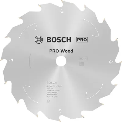 Диск карбиден за рязане Bosch на дърво 184 мм, 16 мм, 1.1 мм, 16 z, PRO Wood cordless