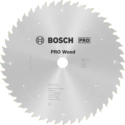 Диск карбиден за рязане Bosch на дърво 184 мм, 16 мм, 1 мм, 48 z, PRO Wood cordless