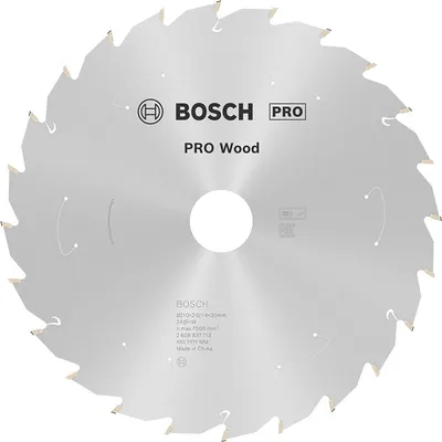 Диск карбиден за рязане Bosch на дърво  210 мм, 30 мм, 1.4 мм, 24 z, PRO Wood cordless