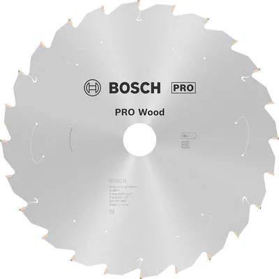 Диск карбиден за рязане Bosch на дърво 250 мм, 30 мм, 1.6 мм, 24 z, PRO Wood cordless
