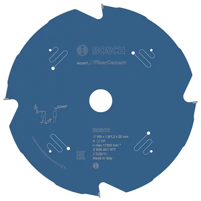 Диск карбиден за рязане Bosch на фиброцимент  168 мм, 20 мм, 1.2 мм, 4 z, Expert for Fiber Cement