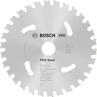 Диск карбиден за рязане Bosch на метал 140 мм, 20 мм, 1.2 мм, 30 z, PRO Steel cordless