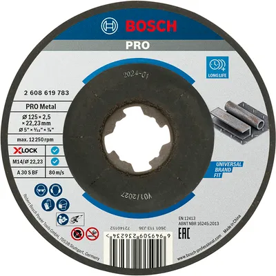 Диск карбофлексен за рязане Bosch на метал 125 мм, 2.5 мм, 22.23 мм, PRO Metal X-Lock