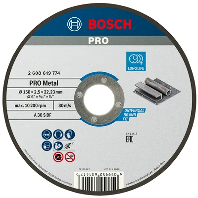 Диск карбофлексен за рязане Bosch на метал 150 мм, 2.5 мм, 22.23 мм, PRO Metal