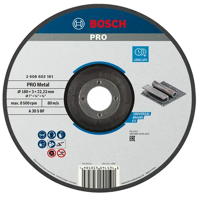 Диск карбофлексен за рязане Bosch на метал  180 мм, 3 мм, 22.23 мм, PRO Metal