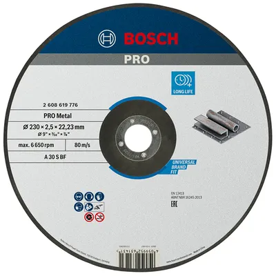 Диск карбофлексен за рязане Bosch на метал 230 мм, 2.5 мм, 22.23 мм, PRO Metal