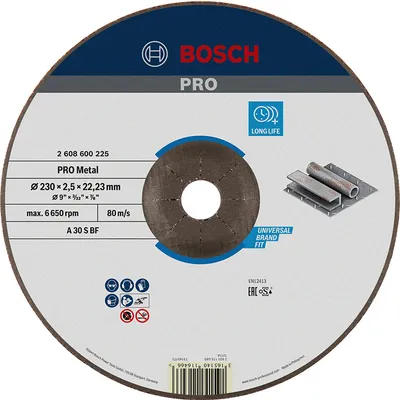 Диск карбофлексен за рязане Bosch на метал 230 мм, 2.5 мм, 22.23 мм, PRO Metal
