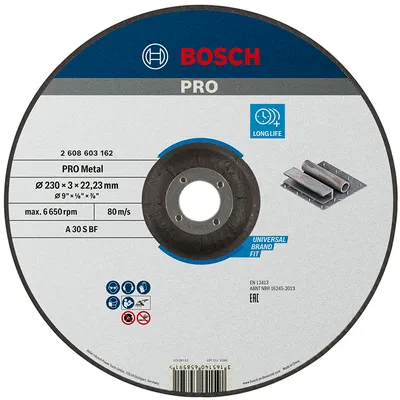 Диск карбофлексен за рязане Bosch на метал 230 мм, 3 мм, 22.23 мм, PRO Metal