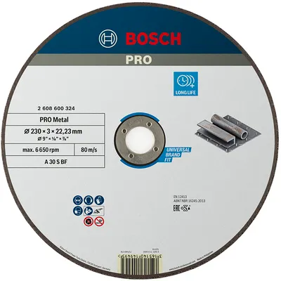 Диск карбофлексен за рязане Bosch на метал  230 мм, 3 мм, 22.23 мм, PRO Metal