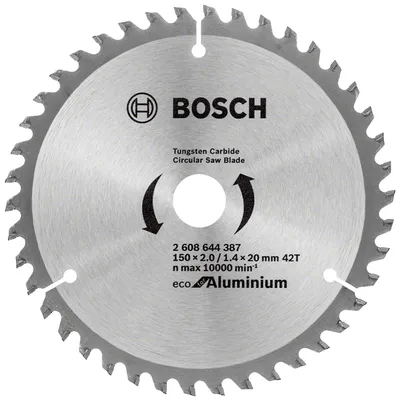 Диск циркулярен за рязане Bosch на алуминий с HM пластини 150 мм, 20 мм, 1.5 мм, 42 z, Eco for Aluminium