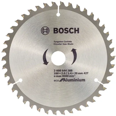 Диск циркулярен за рязане Bosch на алуминий с HM пластини 160 мм, 20 мм, 1.4 мм, 42 z, Eco for Aluminium