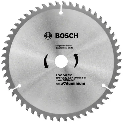 Диск циркулярен за рязане Bosch на алуминий с HM пластини 190 мм, 20 мм, 1.6 мм, 54 z, Eco for Aluminium