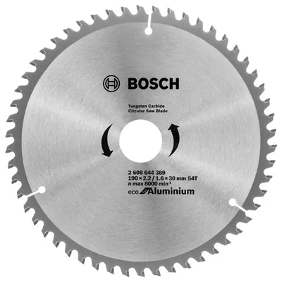 Диск циркулярен за рязане Bosch на алуминий с HM пластини 190 мм, 30 мм, 1.6 мм, 54 z, Eco for Aluminium