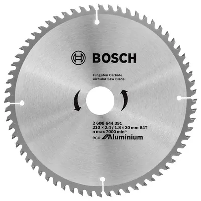 Диск циркулярен за рязане Bosch на алуминий с HM пластини 210 мм, 30 мм, 1.8 мм, 64 z, Eco for Aluminium